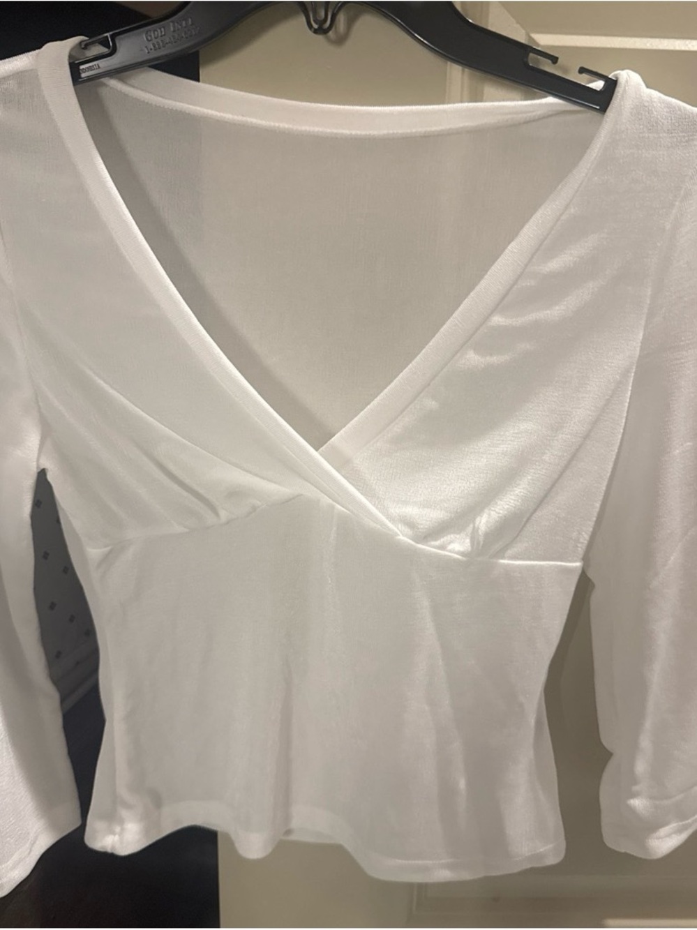 Women's White V-Neck Wrap-Style Top